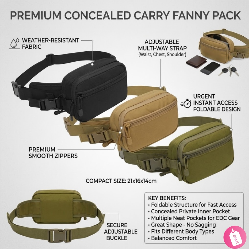 Edc Concealed Carry Fanny Pack - Taktik Gizli Taşıma Bel Çantası Erkek
